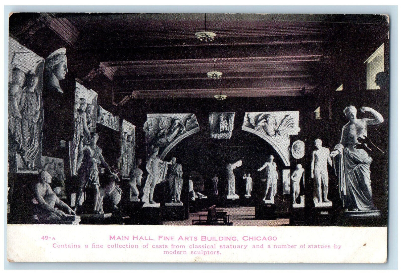 c1910\'s Statues at Main Hall Fine Arts Building Chicago Illinois IL Postcard