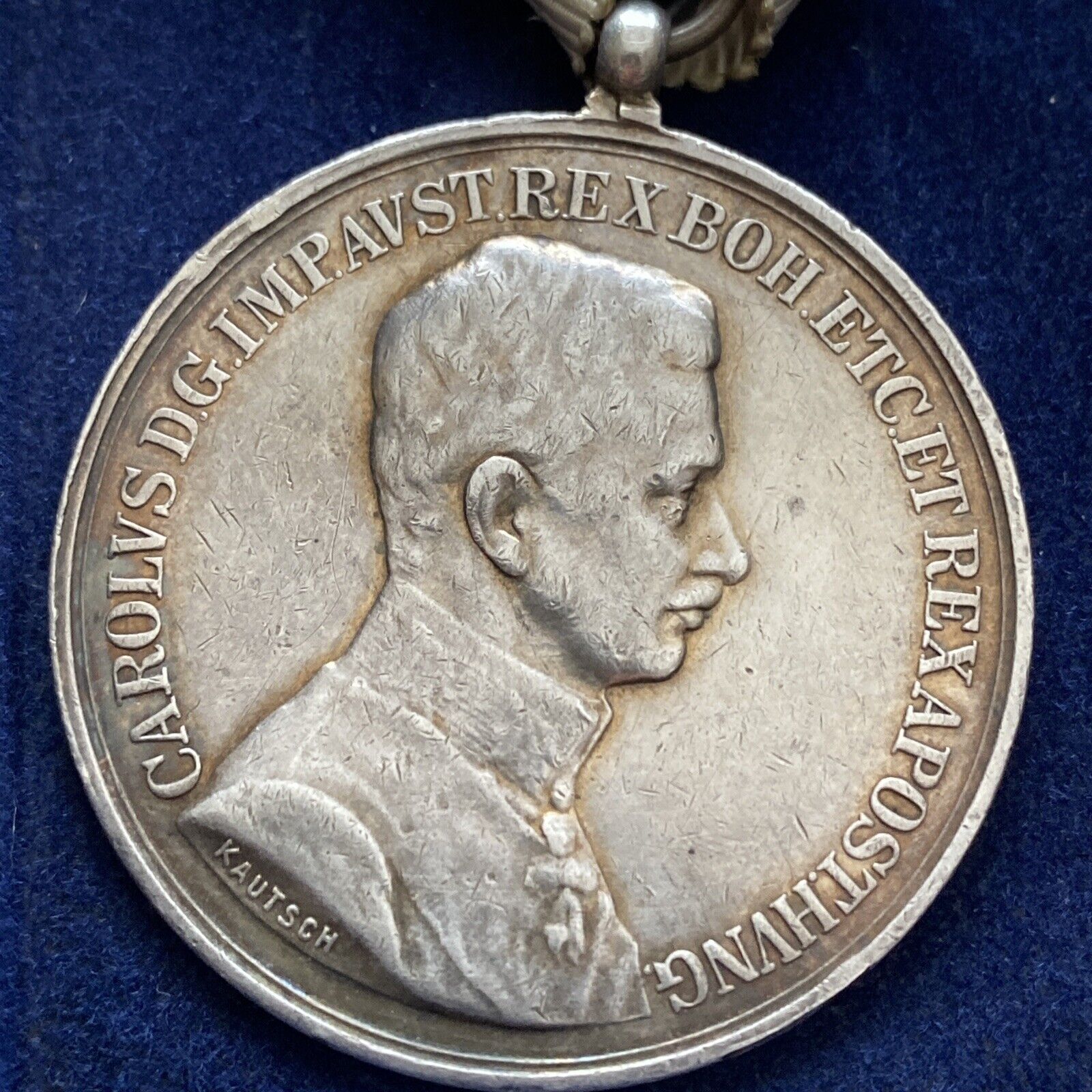 WWI Austria-Hungary Emperor Karl Silver Military Bravery Medal - Kautsch - RARE