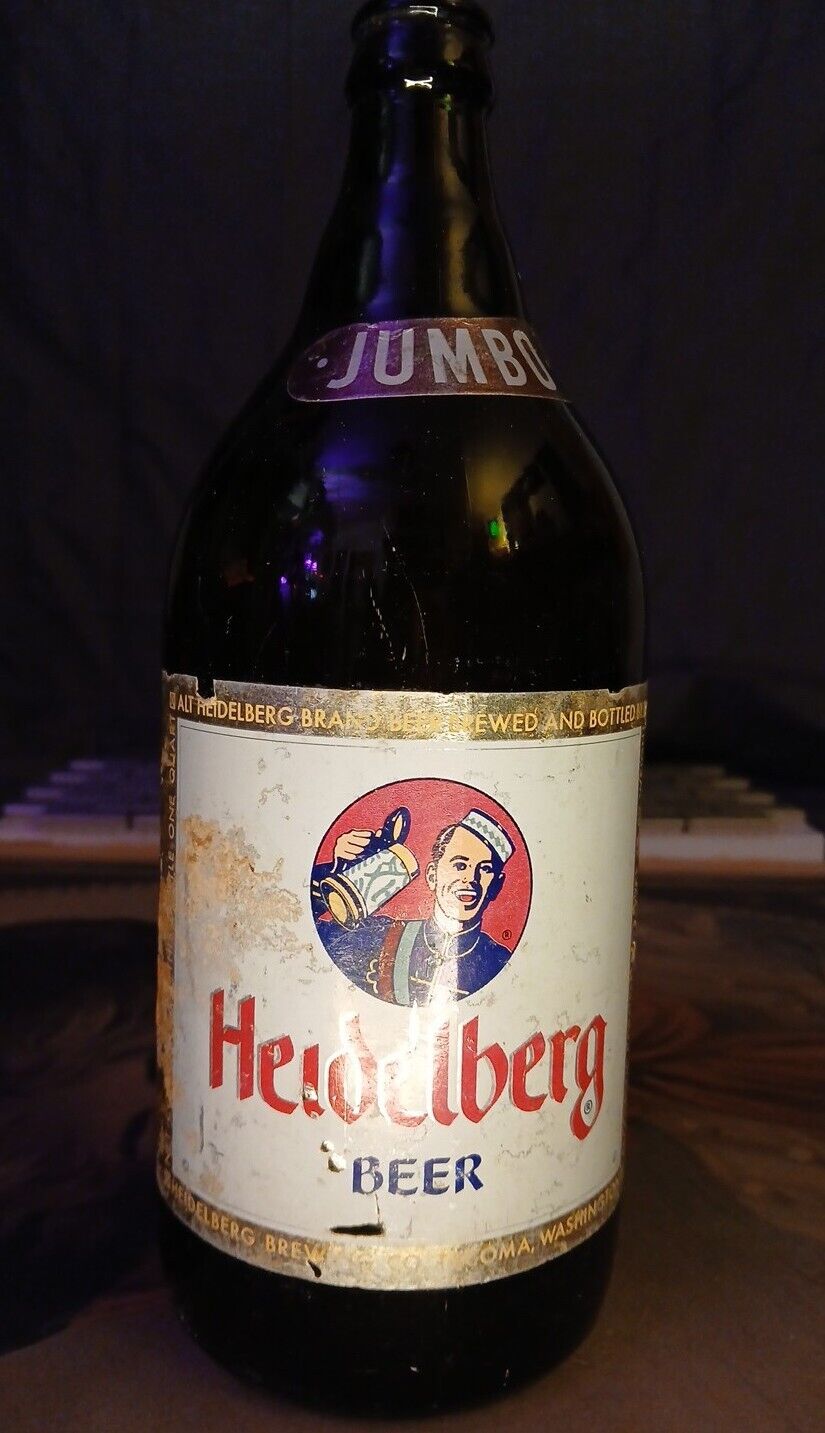 Vintage Rare Jumbo Heidelberg Beer Bottle Columbia Brewing Tacoma Wa.