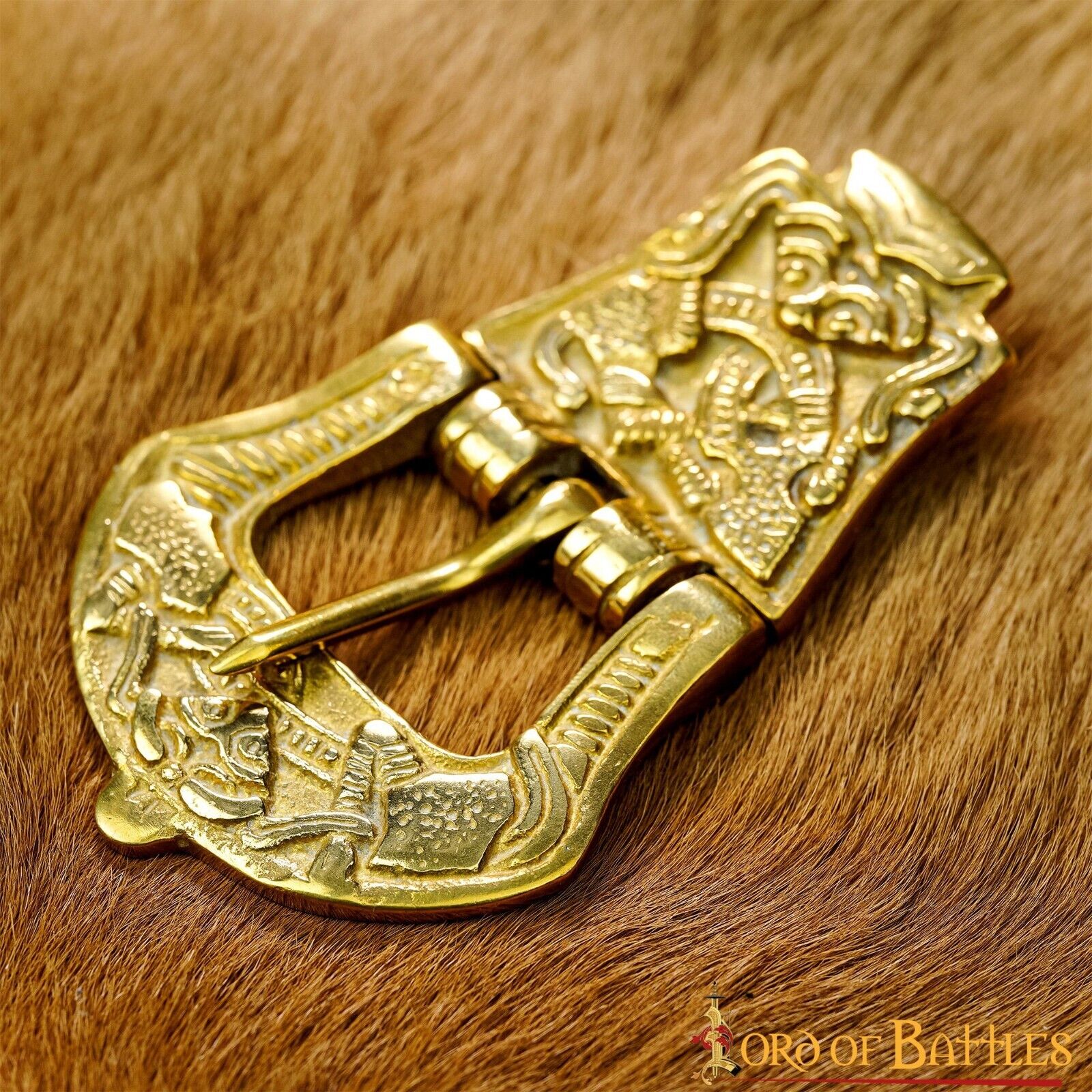 Medieval Belt Buckle Pure Solid Brass Viking SCA Celtic Design Leather Accessory