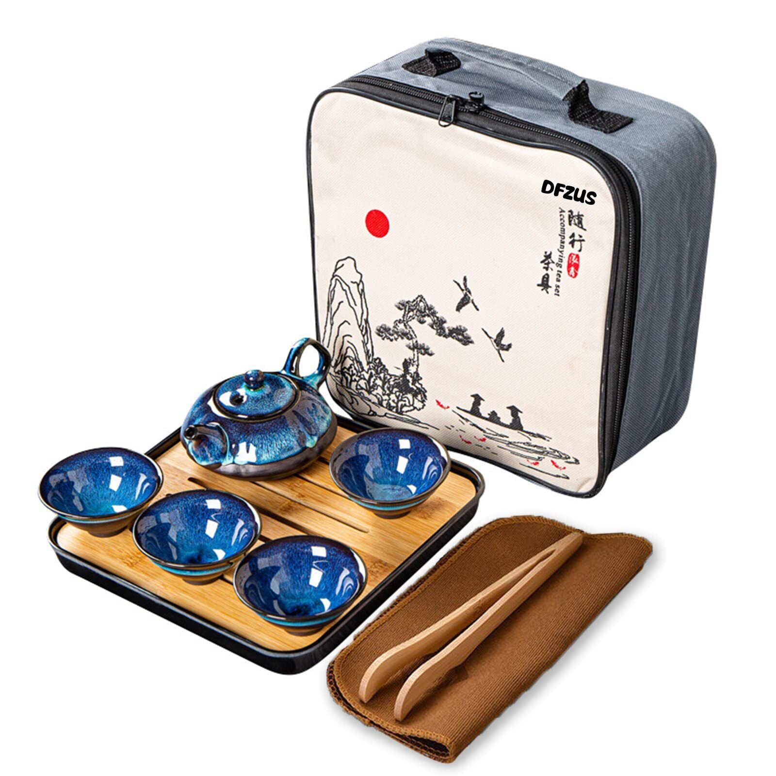 Japanese Tea Set, Travel tea set, Chinese Gongfu Tea Set, Portable All in One...