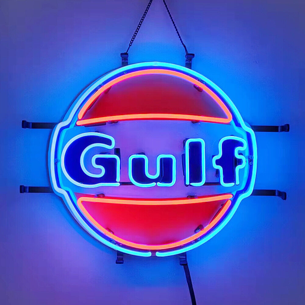 Gulf Gasoline Neon Light Sign Gas Station Window Wall Store Decor 19x15