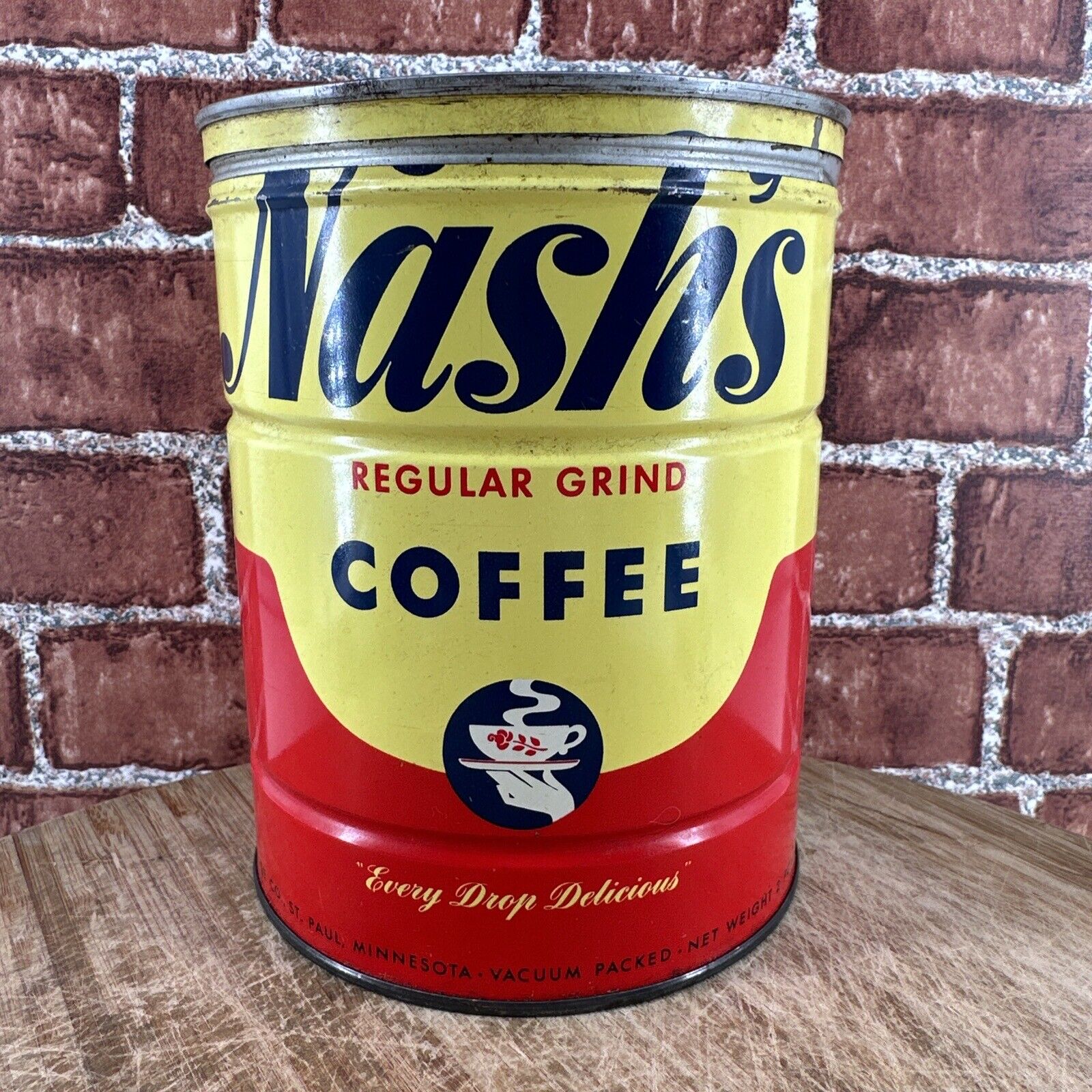 Vintage Nash\'s 2 Lb Tall Coffee Can Tin Key Wind Litho Advertising