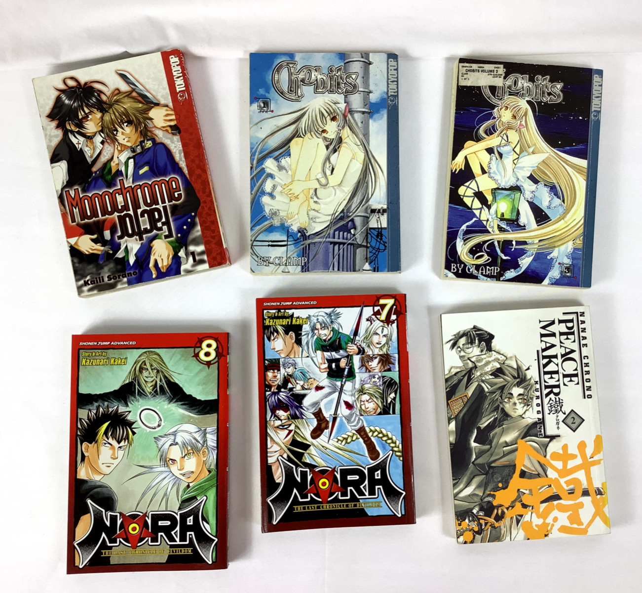 Manga Lot of 6 Books Chobits Nora Peacemaker Monochrome Factor G-VG Condition