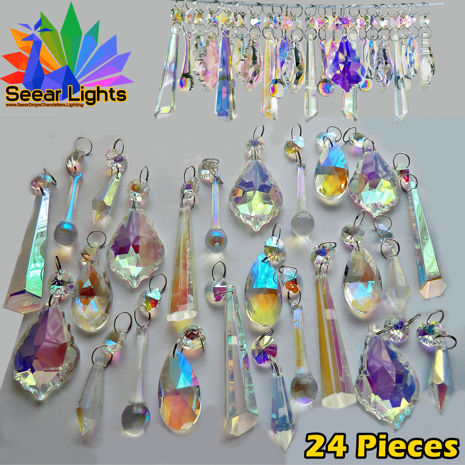 25 Aurora Borealis Chandelier Droplets Crystals Glass Wedding Decorations Prisms