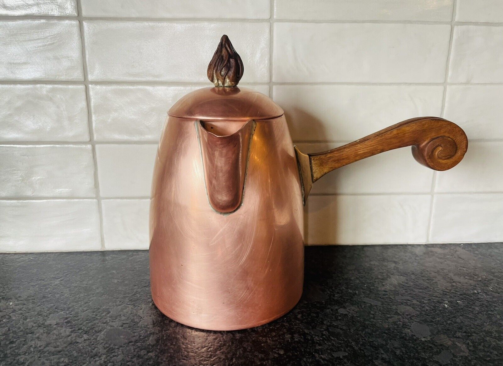 Vintage Copper And Wood Coffee Urn By J.C. Moore #837