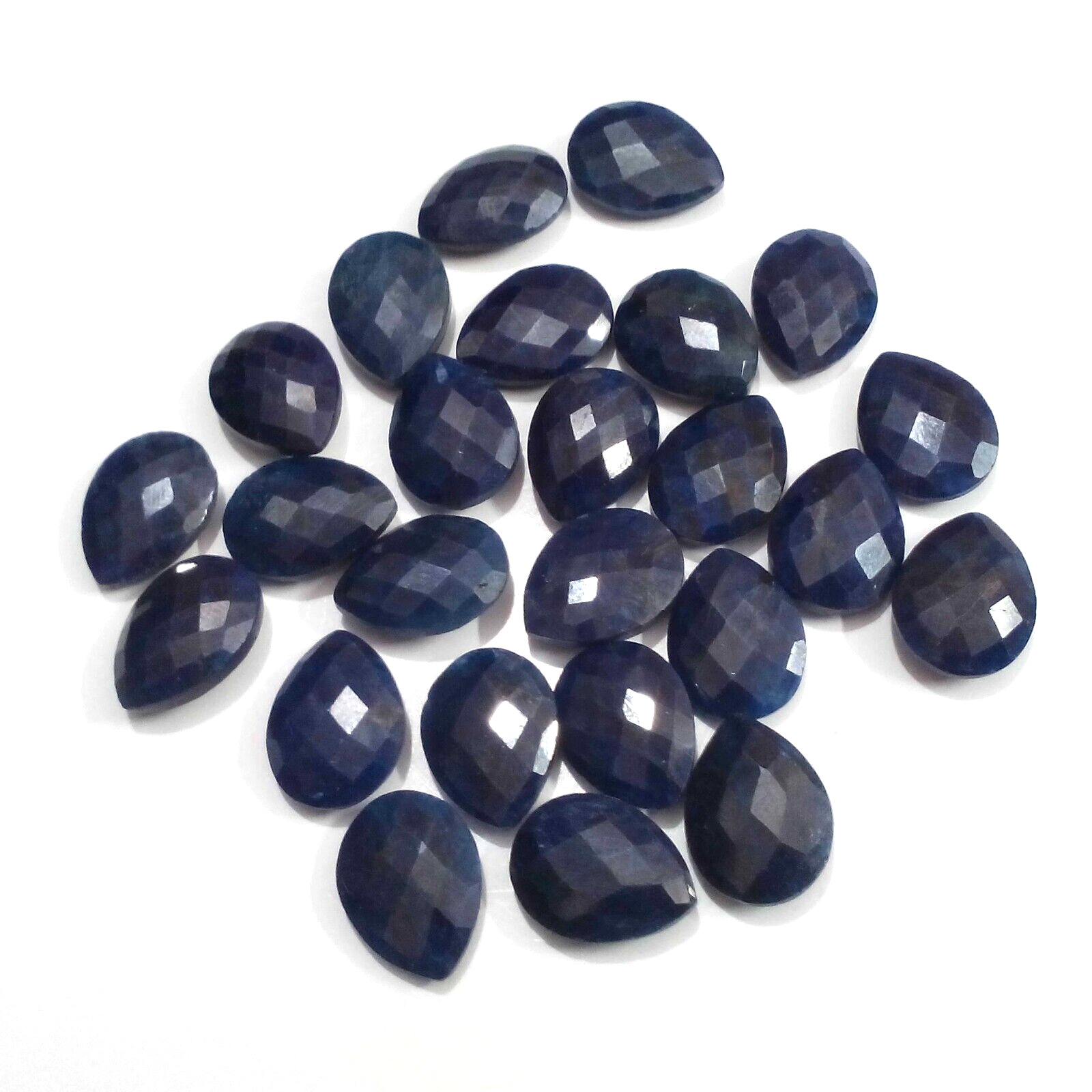 Natural Blue Sapphire Chekkar Cut Pear Shape 25 Piece Lot Loose Gemstone