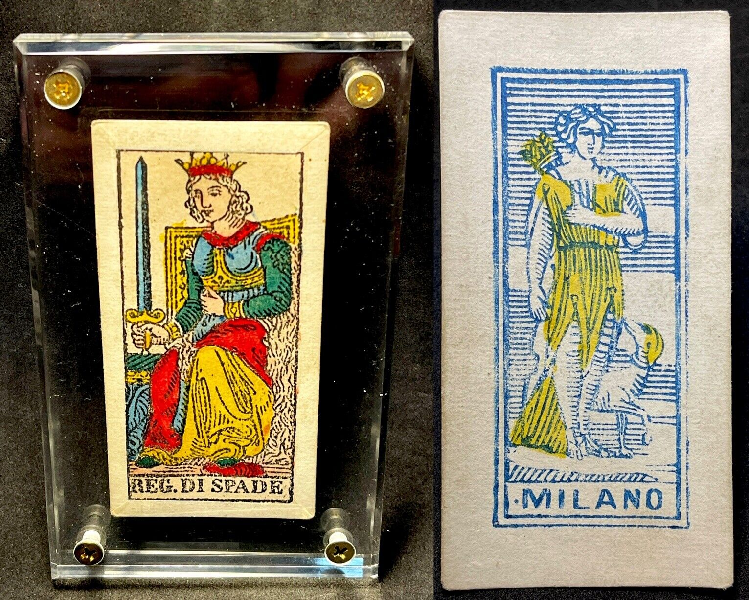 c1875 Queen of Spades Antique Tarot Cards Minor Arcana Historic Italy Single