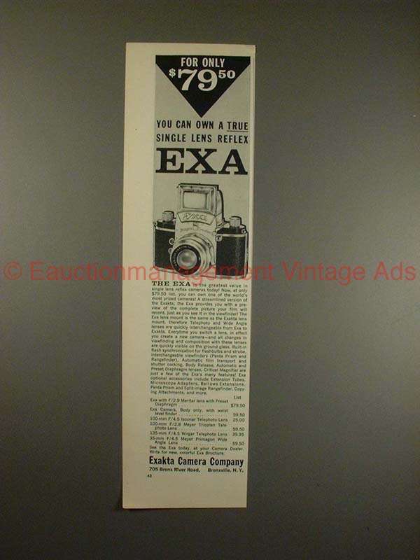 1958 Ihagee Exa Camera Ad - For Only $79.50 You Can Own