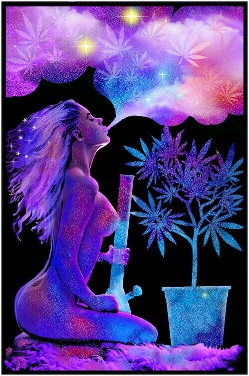 CANNABLISS - SEXY WEED - BLACKLIGHT POSTER - 23X35 FLOCKED HOT GIRL POT 53174