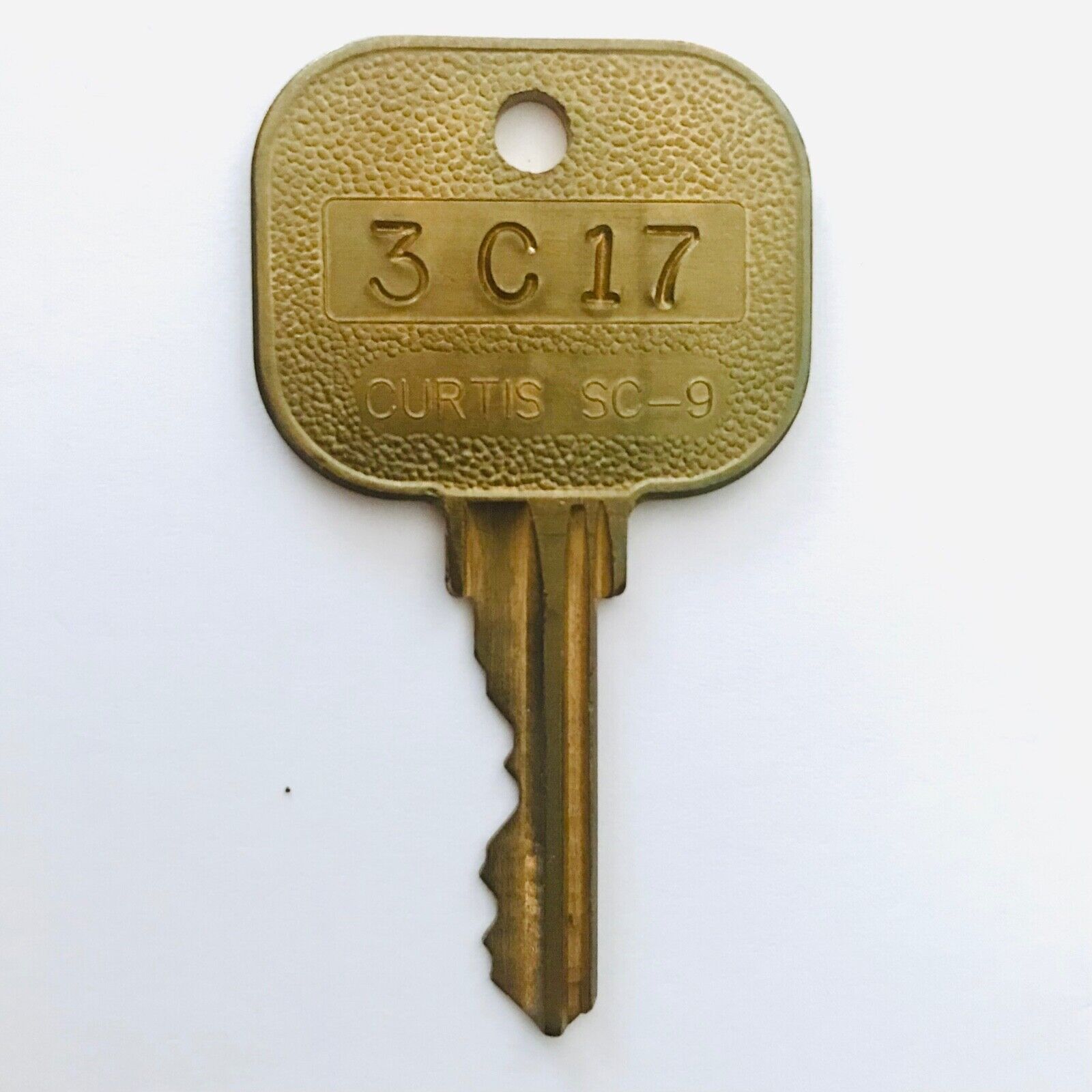 Vtg Brass Hotel Room Key #3C17 Original Motel Key No Location Square Head
