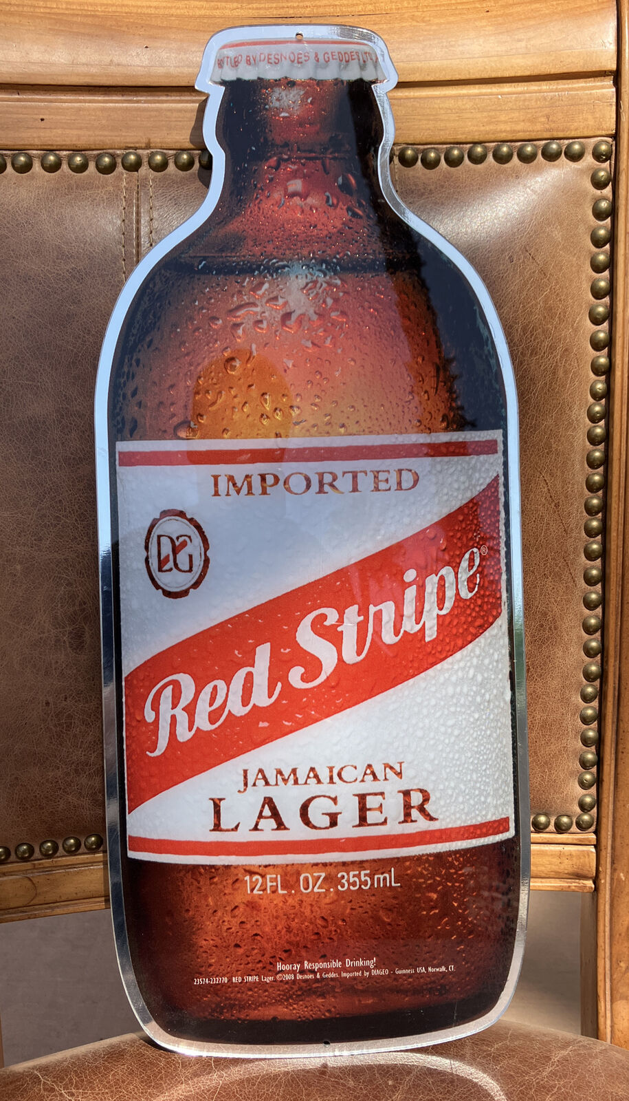 Red Stripe Jamaican Lager Acrylic Beer Sign Bar Mancave 9”x22”