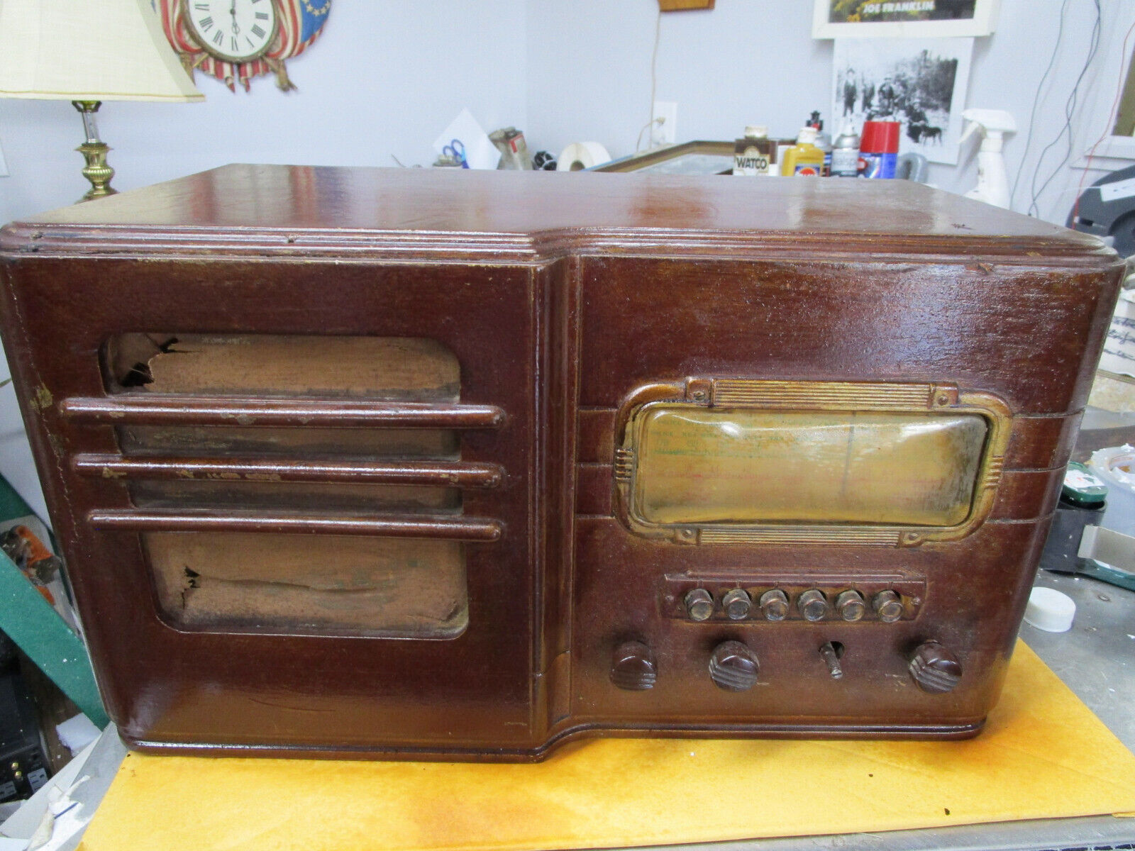 1930\'s Mantola mod.6  B Art Deco Wooden Case Radio FOR RESTORATION ,COMPLETE  