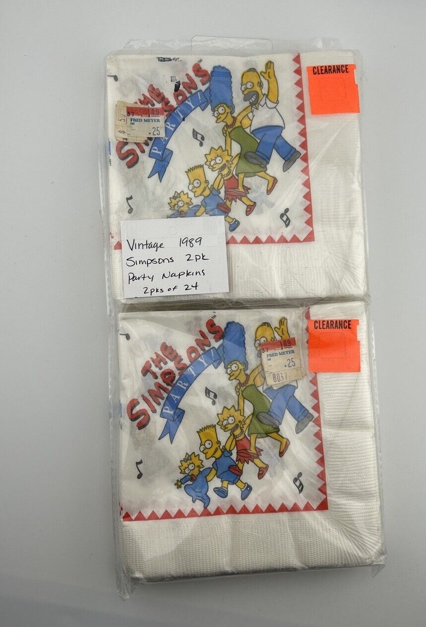 Simpsons Vintage ‘89 Set Of Napkins- 2 Pack, Double Sealed