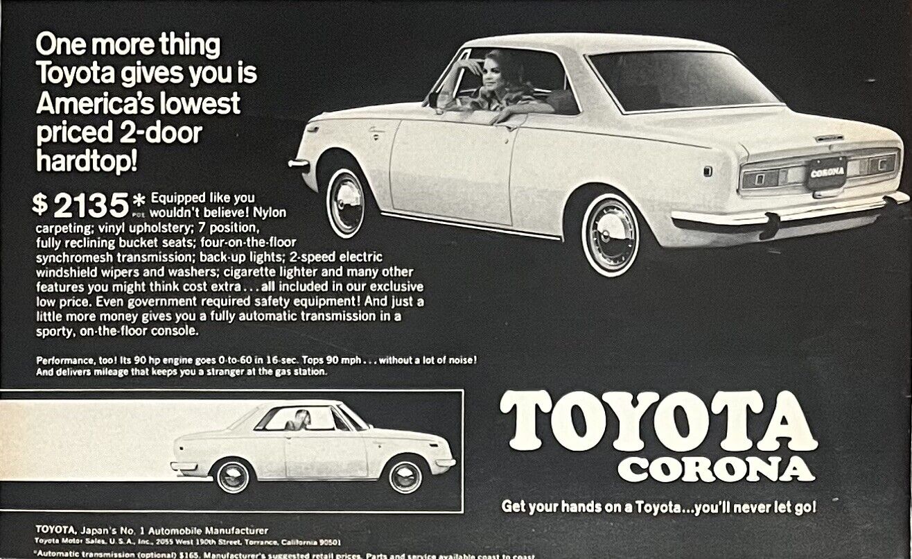 Vintage Print Ad 1969 Toyota Corona Retro Garage Home Wall Art Decor Car Auto