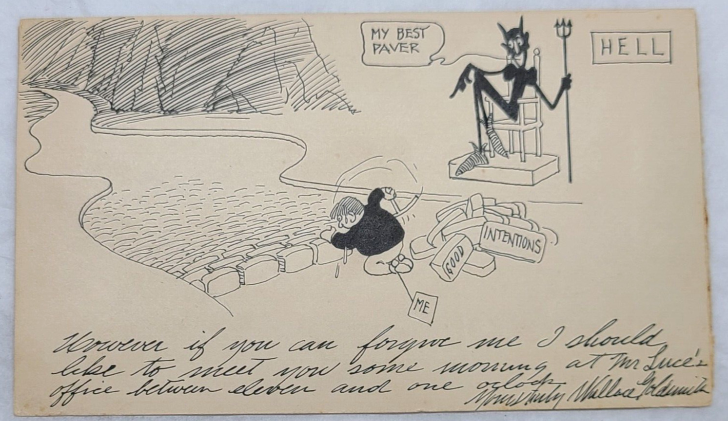 1905 Cartoonist Wallace Goldsmith (1873–1945) Autographed illustration letter
