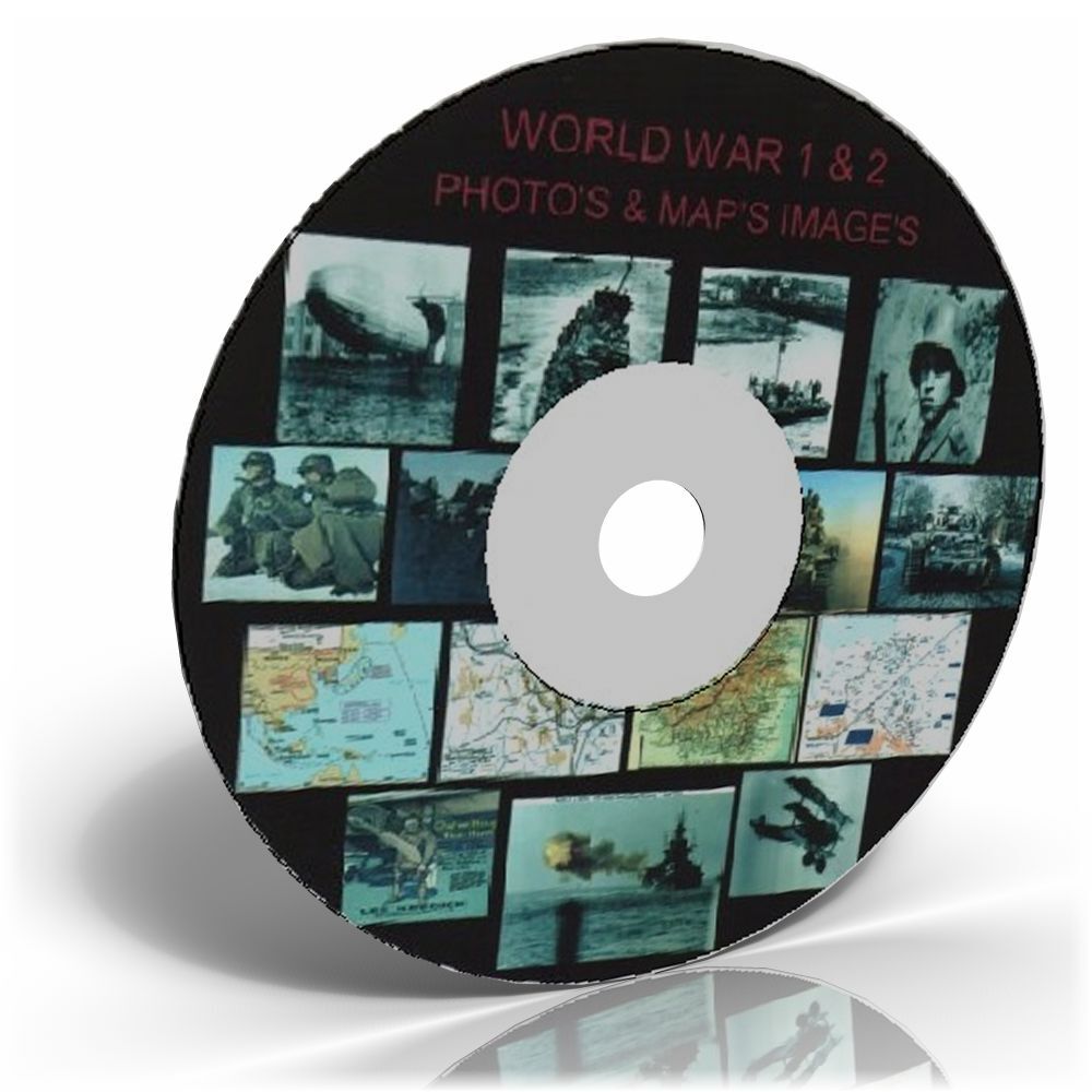 World War 1 & 2 photo\'s & map images Art Craft CD, Historic picture collection