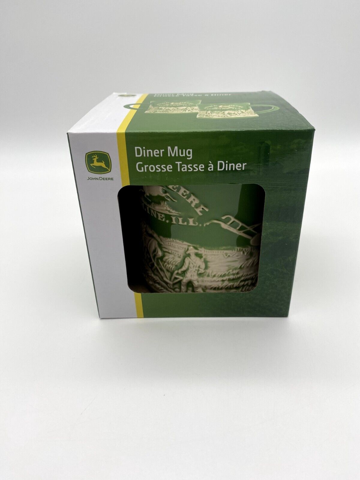 Brand New John Deere Green & White Raised Relief Diner Mug