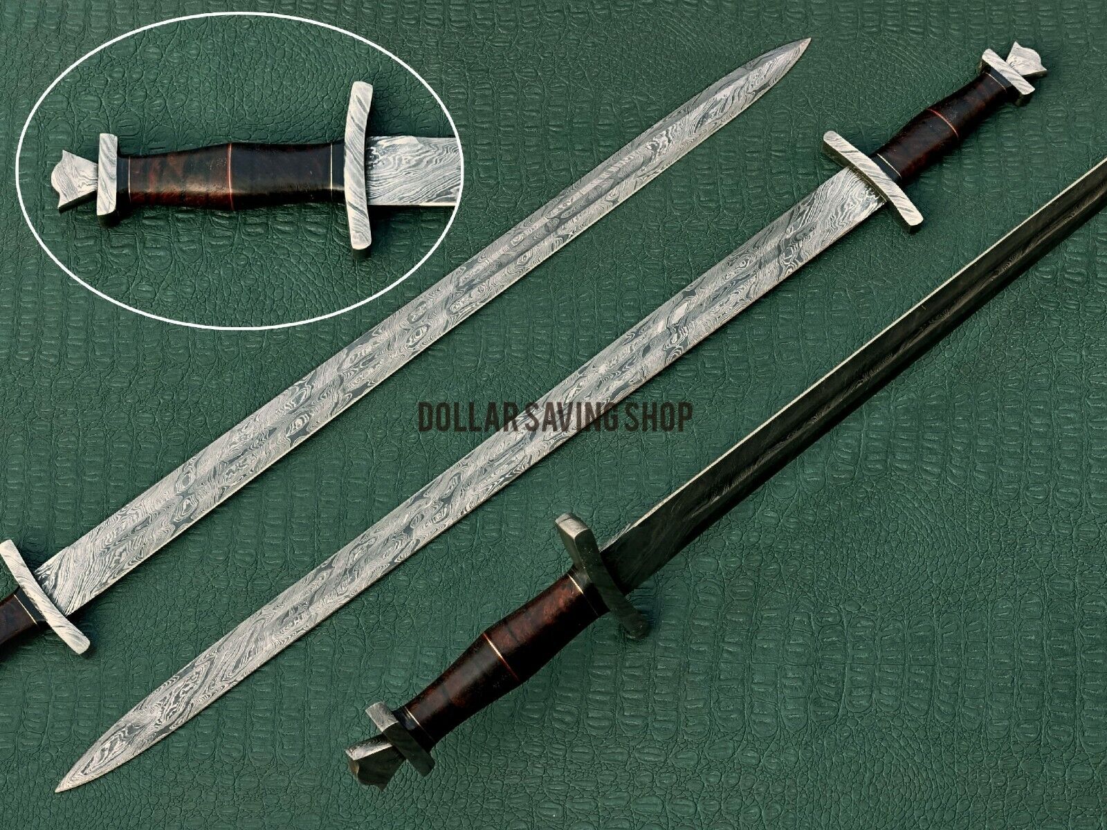 Fully Hand Forged Damascus Steel Norse / Medieval / Viking / Historical Sword.