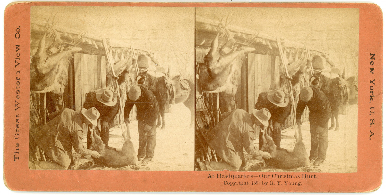 Vintage Stereo At Headquarters, Our Christmas Hunt, 1897 Stereo Card - R.Y. You