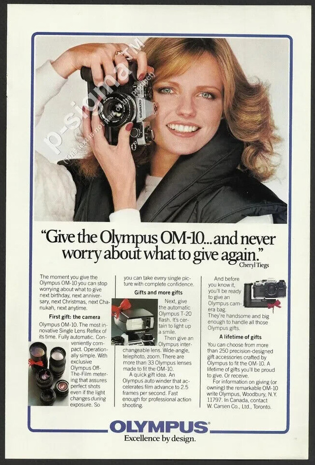 OLYMPUS OM-10 camera - 1980 Vintage Nat Geo Print Ad