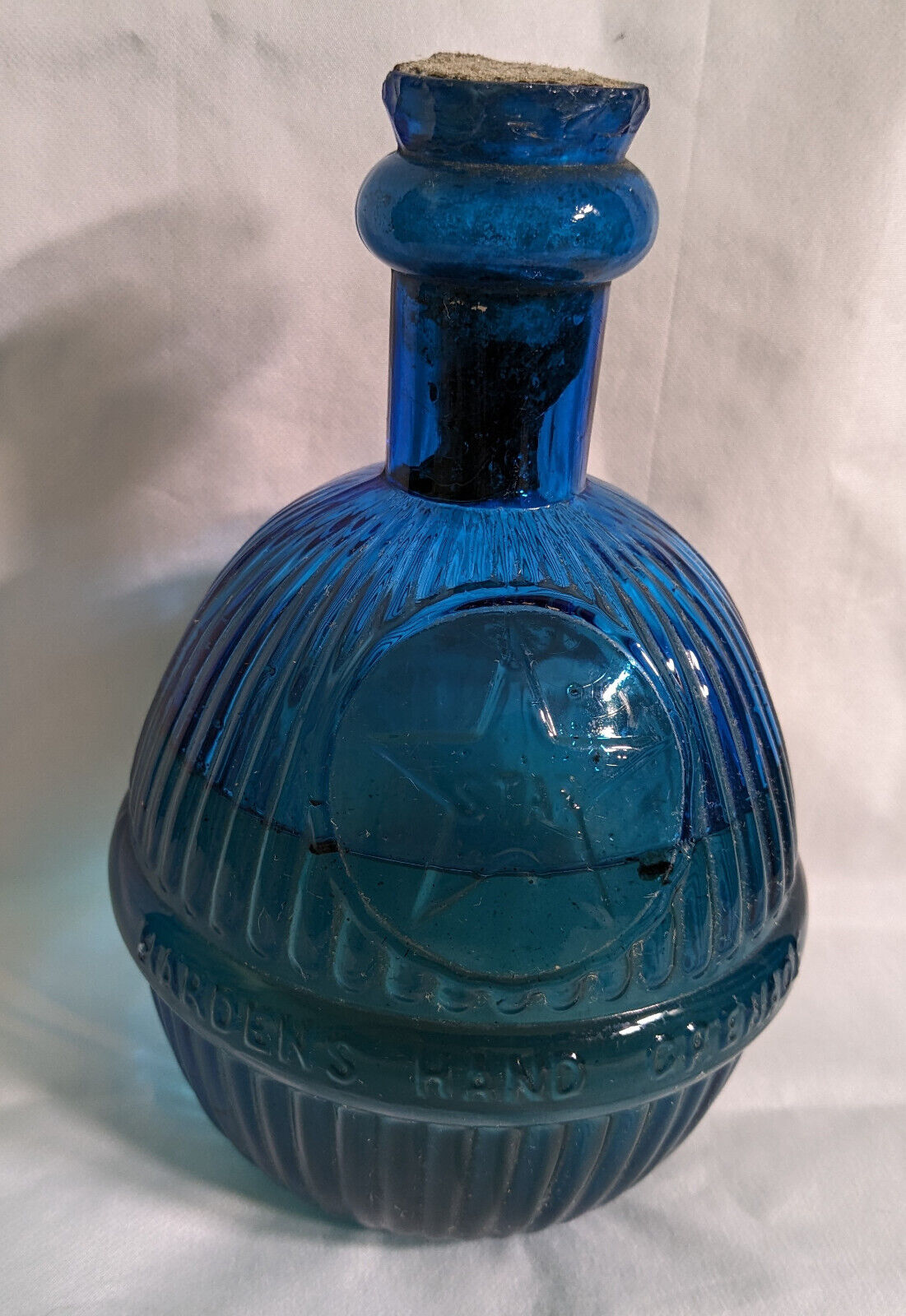 Antique 1870\'s Cornflower Blue Harden\'s Star Fire Extinguisher Bottle
