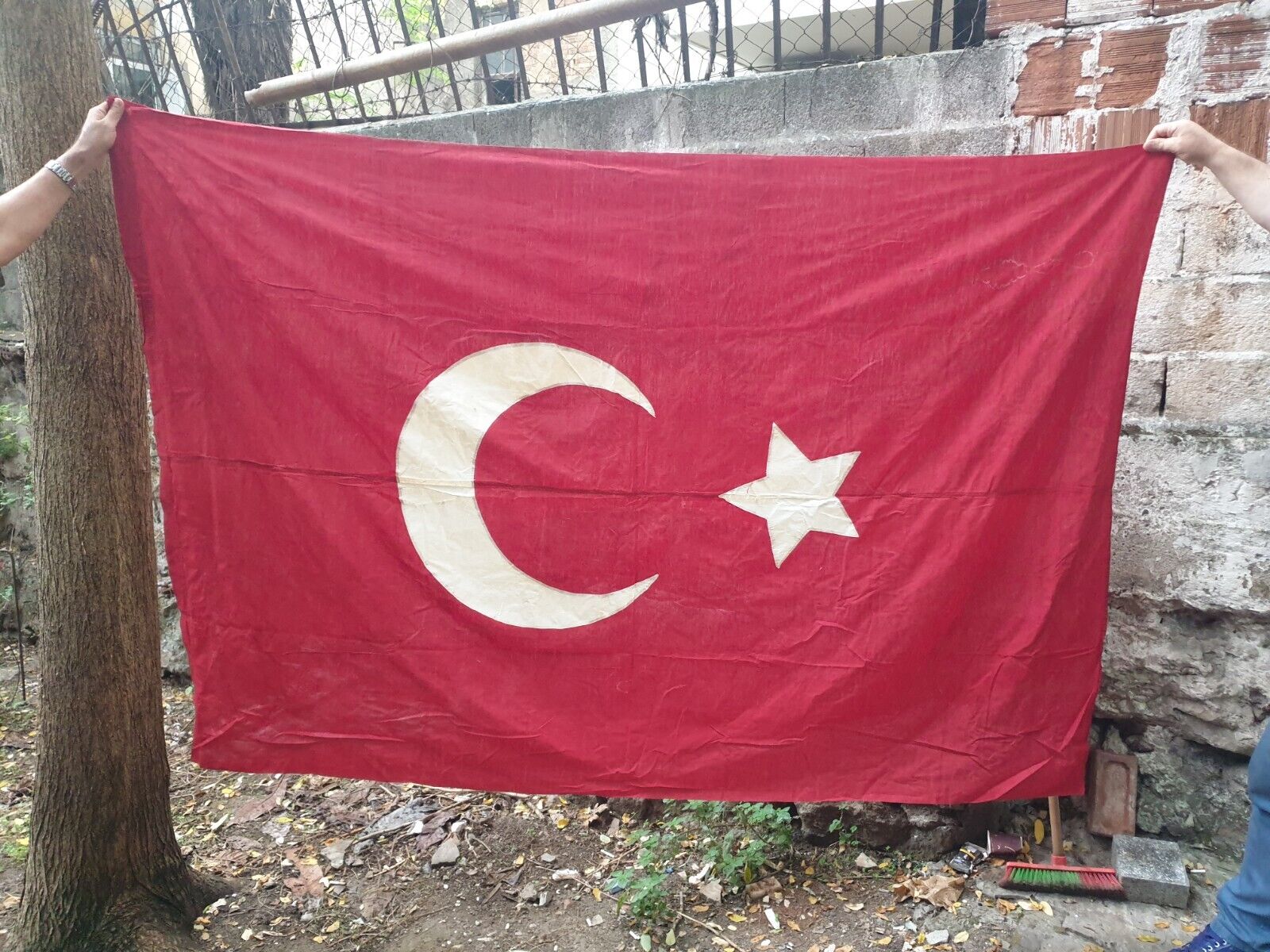 Turkish Ottoman Empire Turkey WW1 Battle Soldier Flag Very RARE