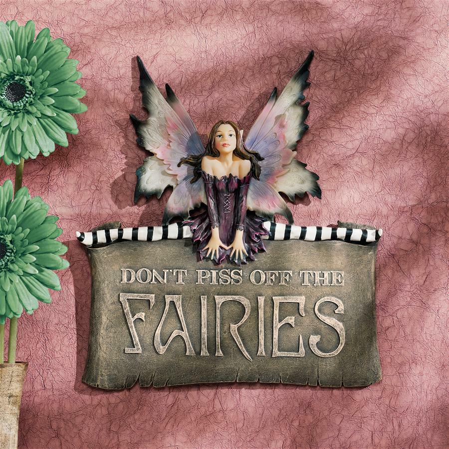 Edgy Gothic Fairy Wall Plaque: Don\'t Piss Off The Fairies Sweet With An Edge