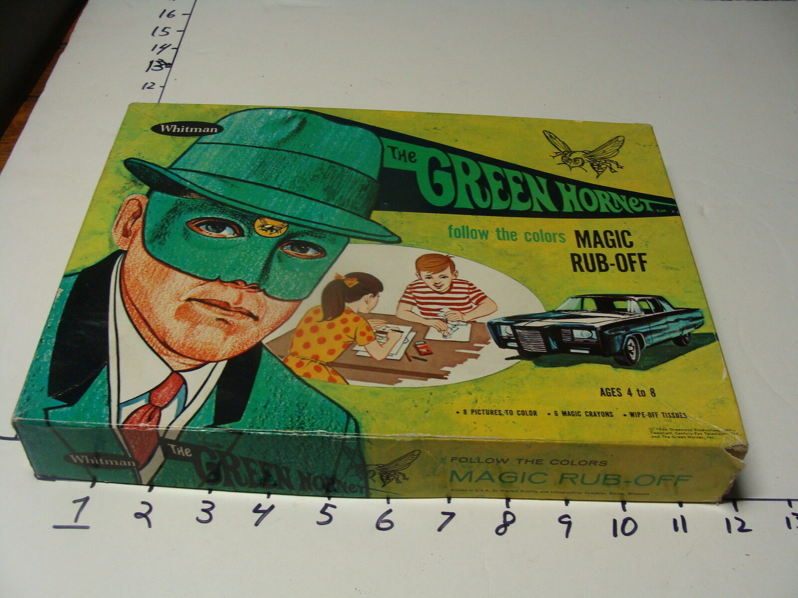 1966 original GREEN HORNET Magic Rub Off toy COMPLETE