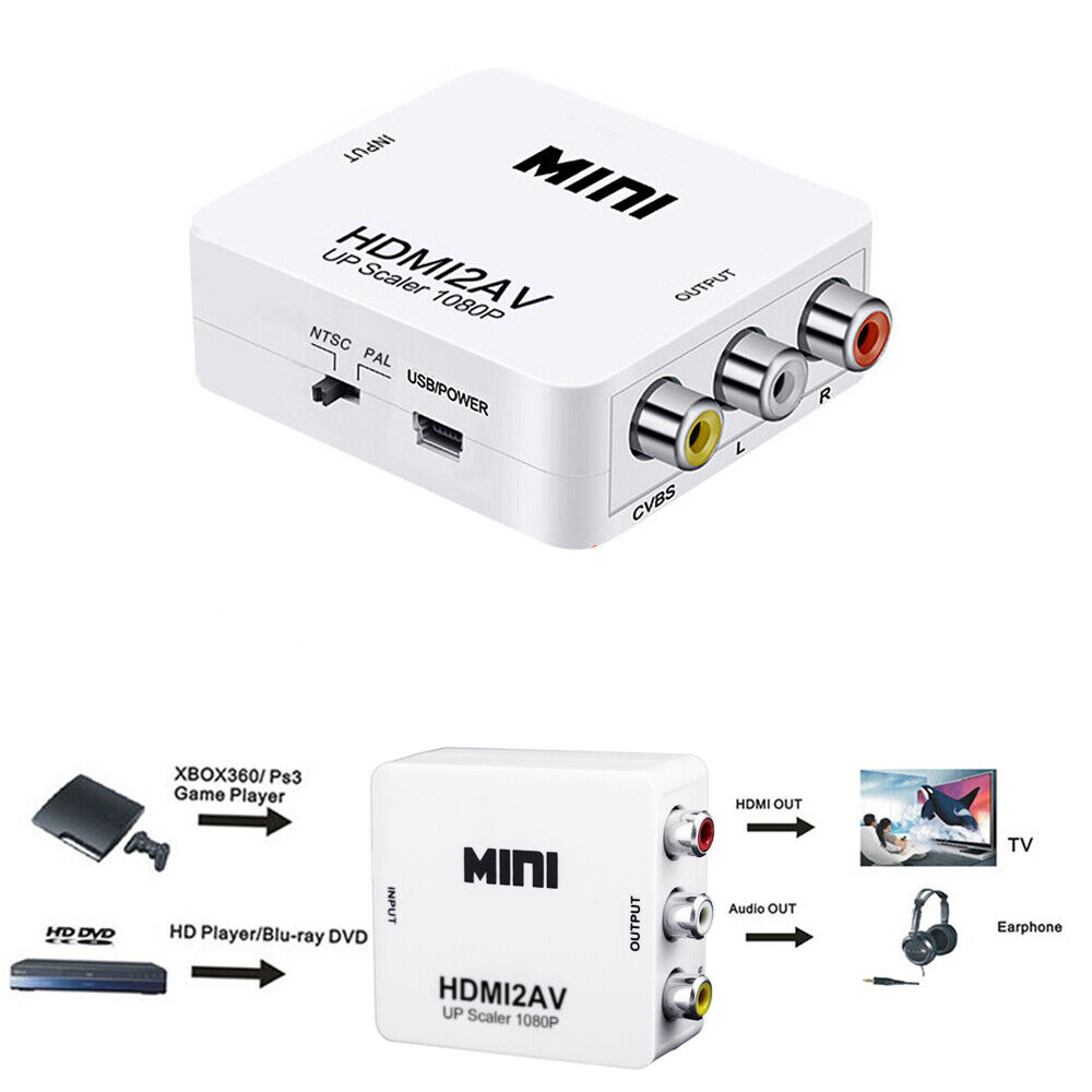 HDMI To AV Adapter Mini Converter Cable CVBS 3RCA 1080P Composite Video Audio