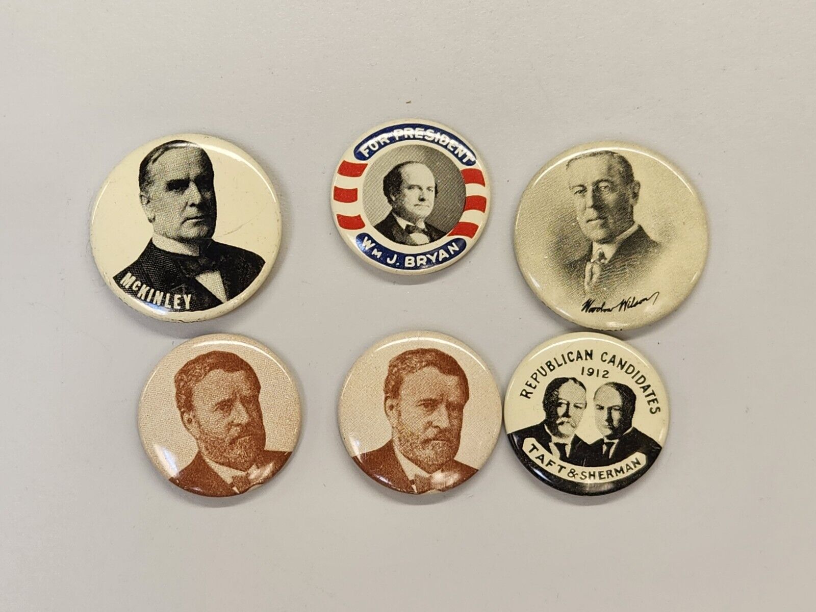 6 Reproduction Presidential Campaign Buttons Pinbacks