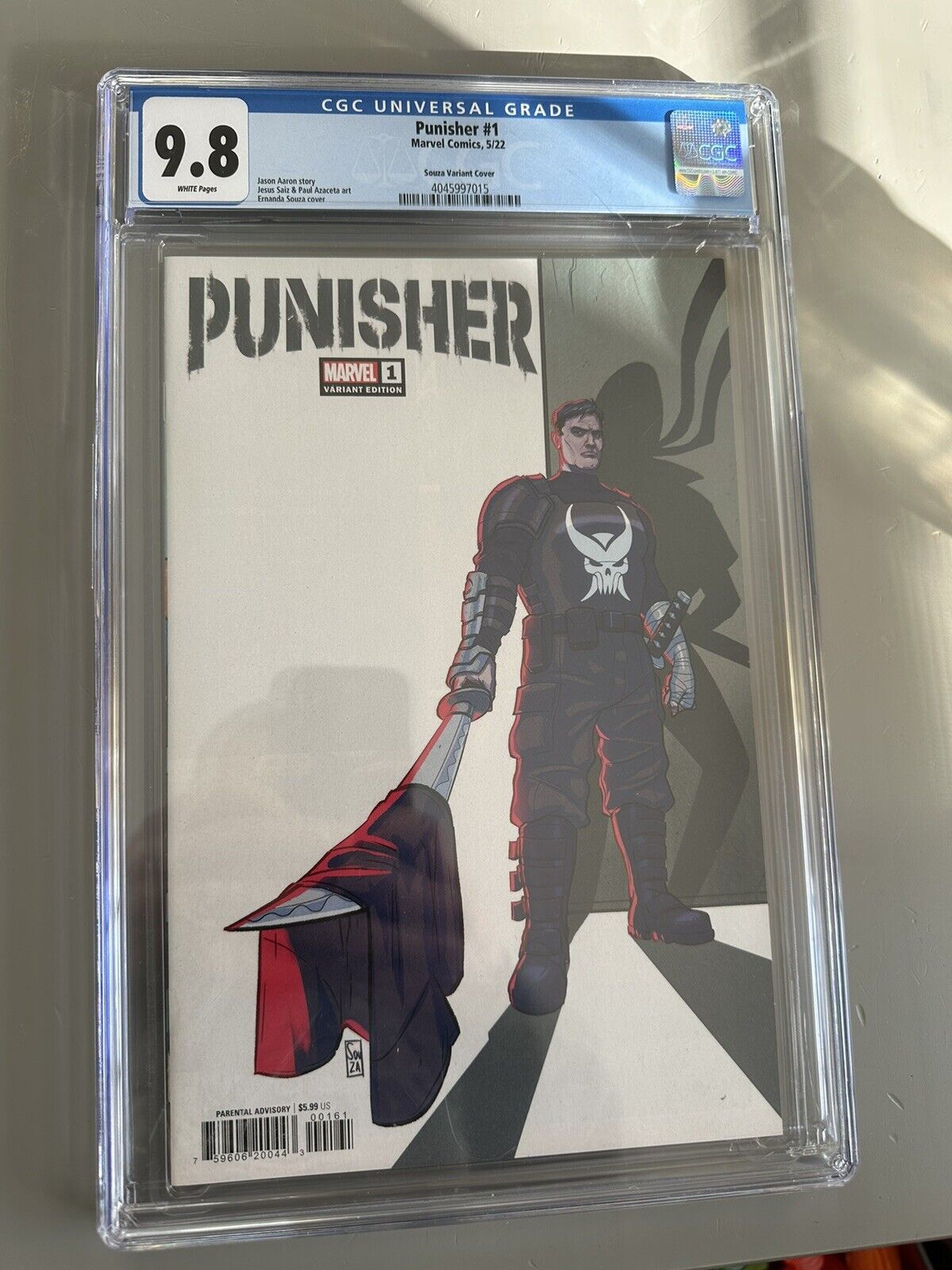 PUNISHER 1 CGC 9.8 WHITE PAGES SOUZA VARIANT COVER MARVEL COMICS 2022