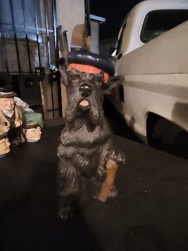 1930's Cast Iron Scotty Dog Large Figural Scottish Terrier Holding Cane 