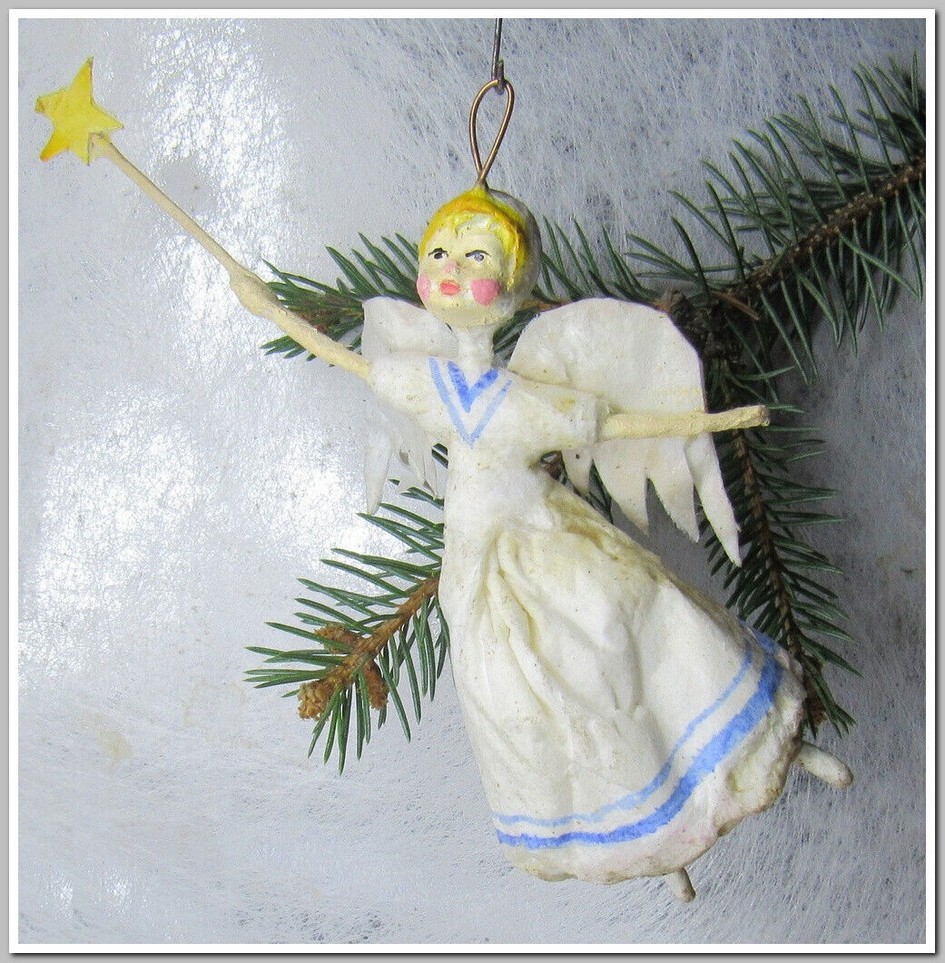 🎄Fairy-Vintage antique Christmas spun cotton ornament figure #293241
