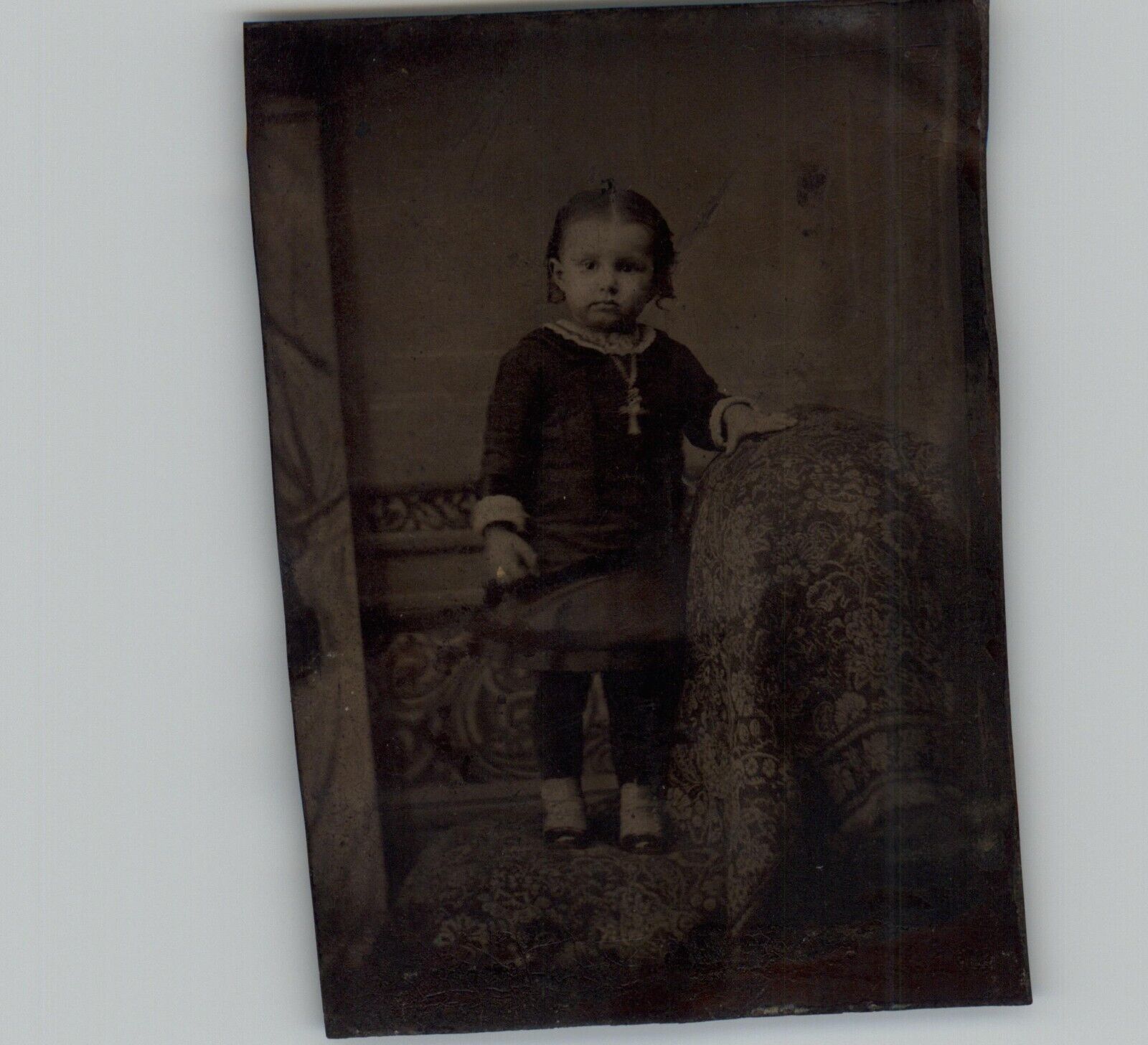 Antique 1800's Tin Type Photo Of a Young Girl