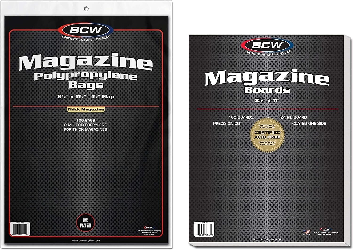 BCW Thick Magazine Bags and Backing Boards - 100 ct