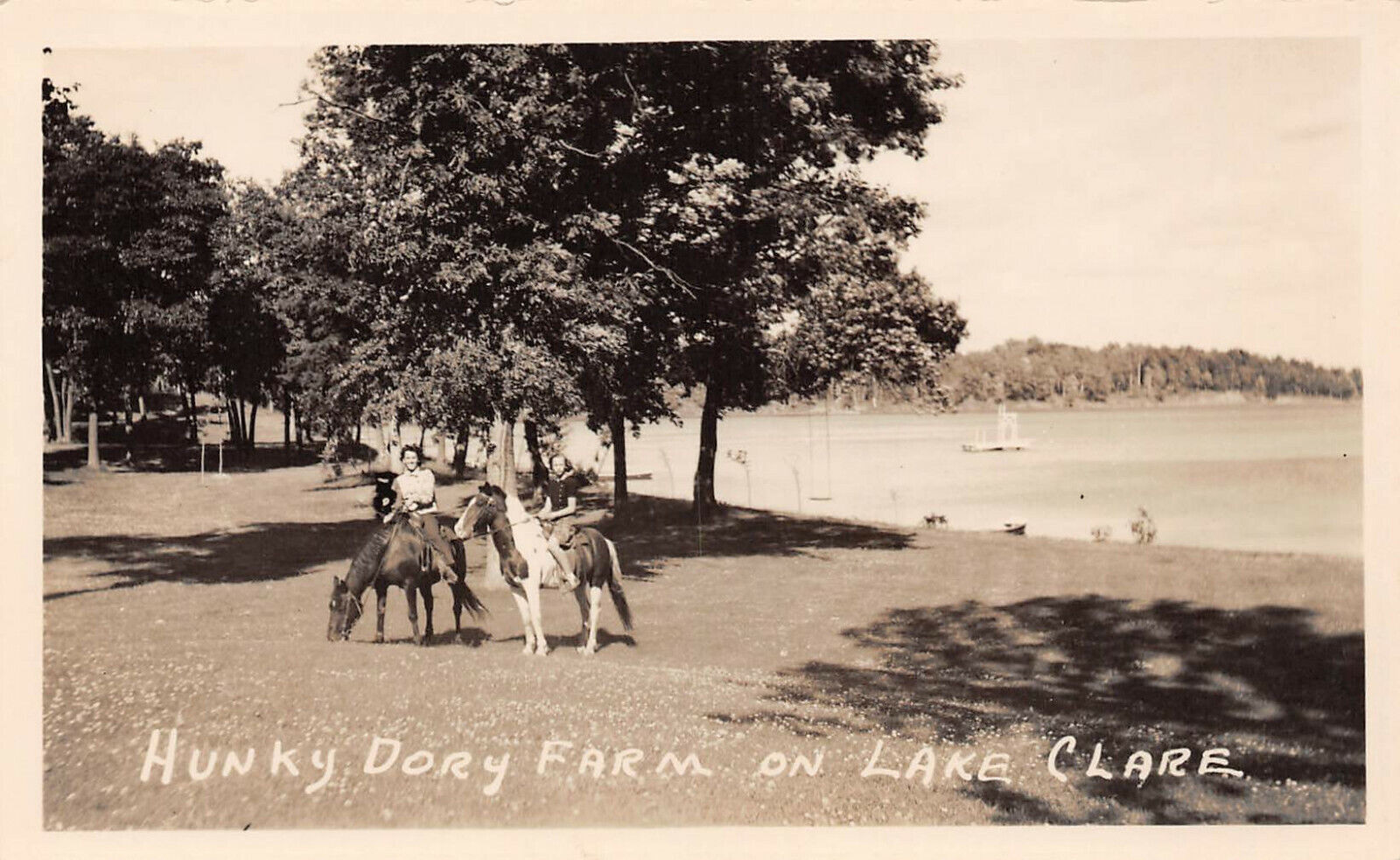 RPPC Hunky Dory Farm on Lake Clare Balsam Wisconsin c1940 Postcard