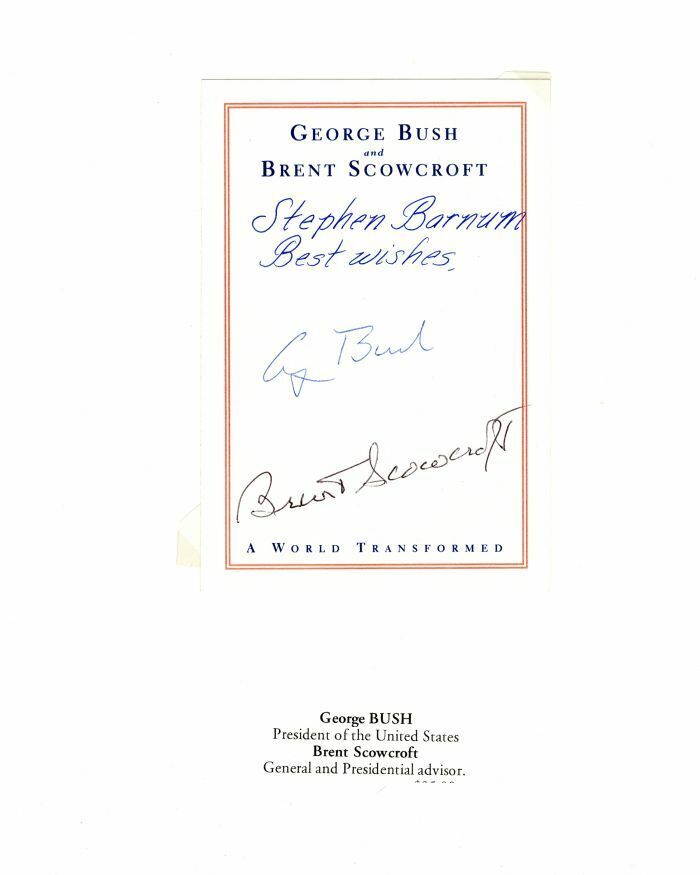 George Bush and Brent Scowcroft Signed Book Plate - Autographs of Famous People