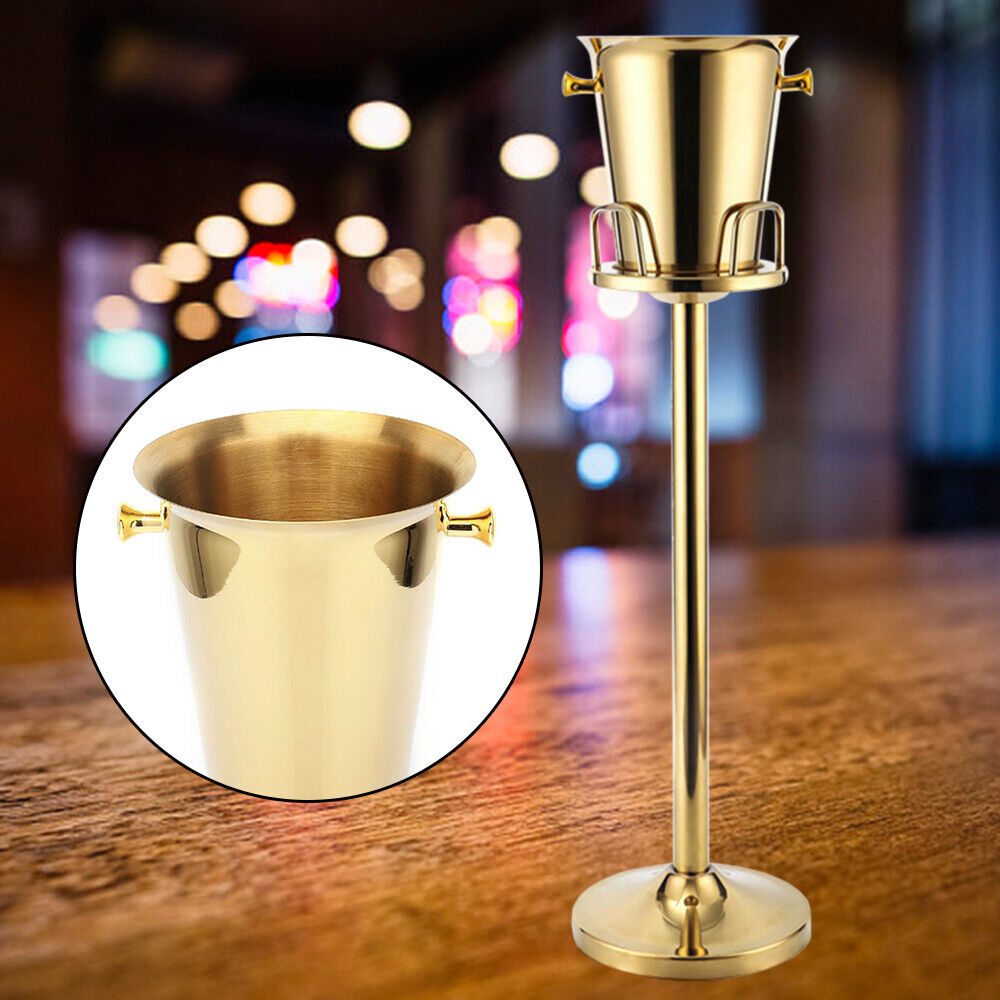 Floor Standing Golden Champagne Ice Bucket Stainless Steel Wine Cooler Ice Gift