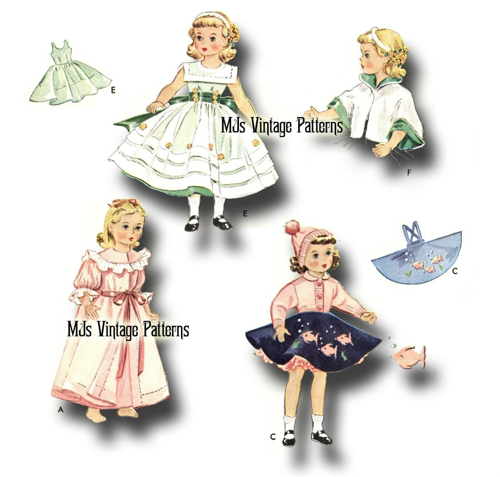 Vtg 1950s Dress Doll Clothes Pattern ~ 18\