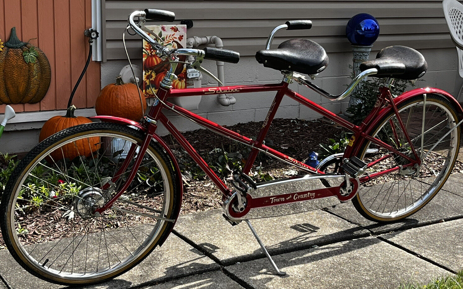 Rare 1959 Red SCHWINN TOWN & COUNTRY Tandem Bicycle Clean 100% Complete chrome