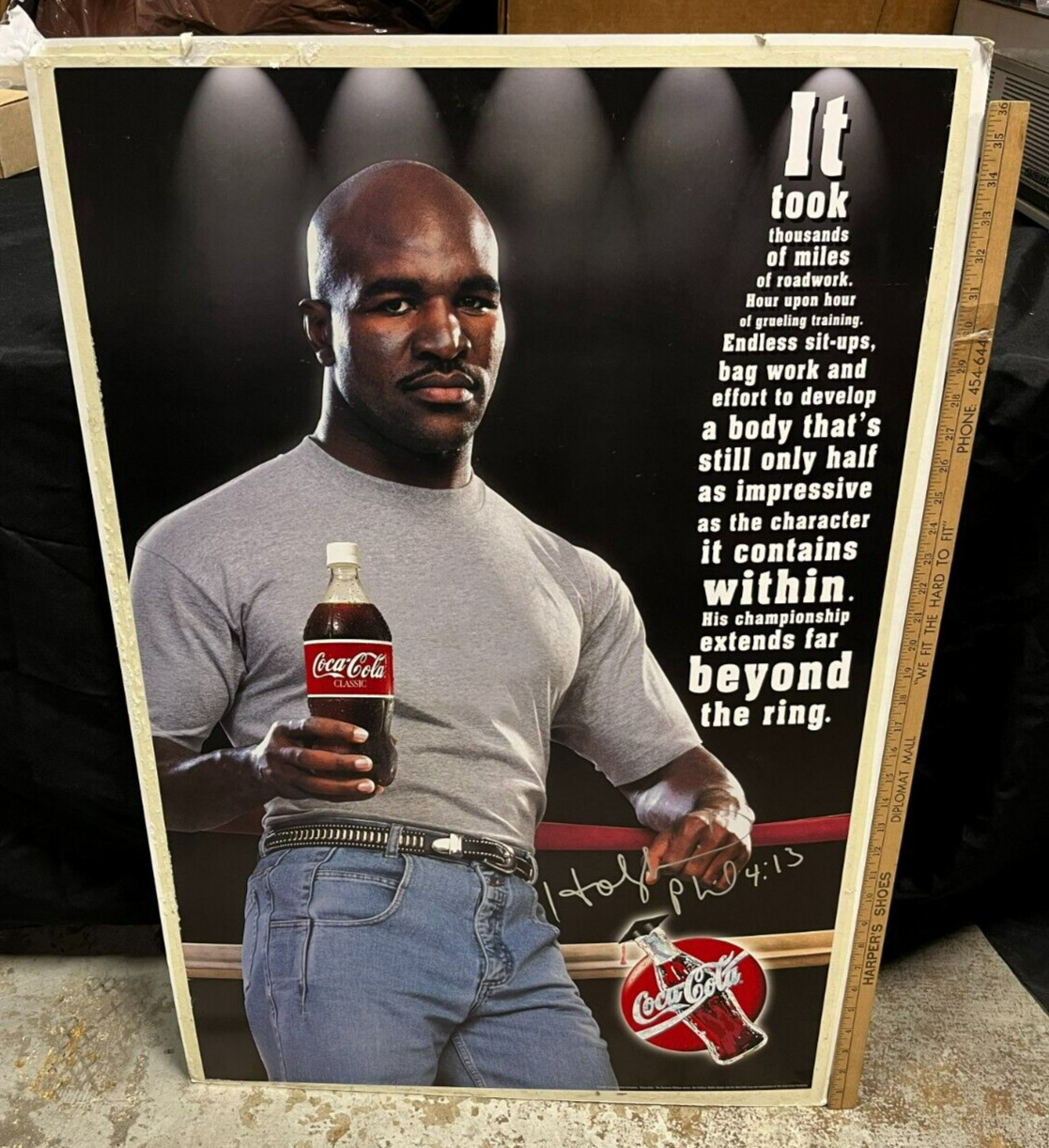 1992 Coca Cola Classic Promo 27x36 Poster signed Evander Holyfield W/JSA Coa AA