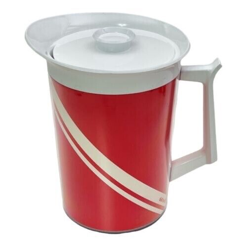 Vintage Thermo Serv Server Red White Plastic Insulated Pitcher Candy Cane Stripe