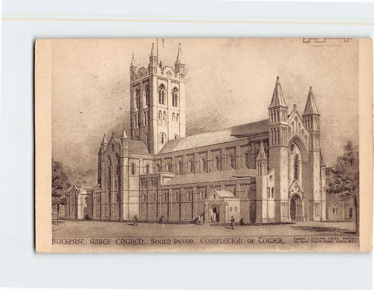 Postcard Buckfast Abbey Church, Completion Of Tower, Buckfastleigh, England