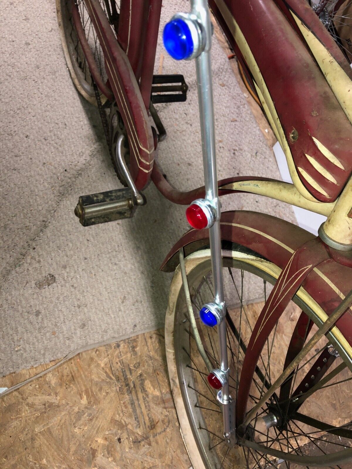 BICYCLE CRASH BARS PARADE BARS WITH  RED & BLUE JEWELS  SCHWINN PERSONS WALD