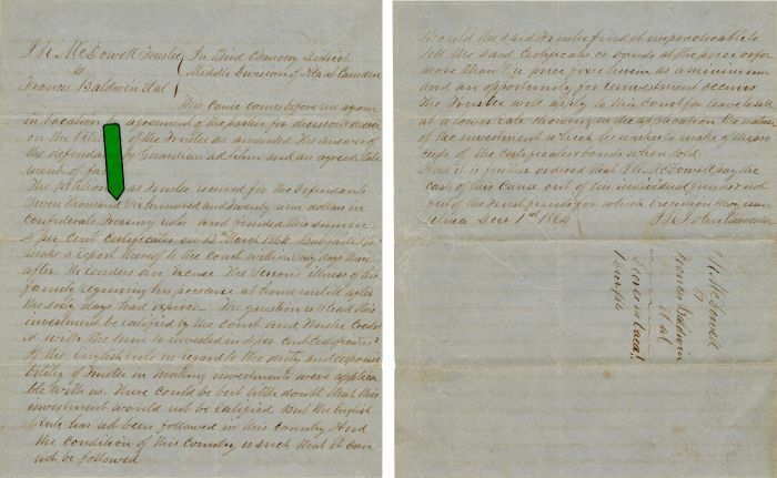 Letter Regarding Confederate States - Confederate Bonds