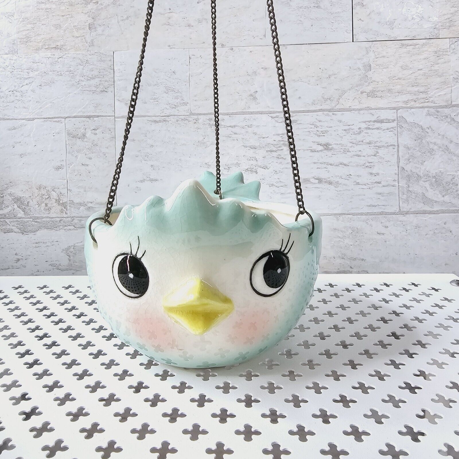 HTF Holt Howard 1958 Blue Bird Hanging Planter Candle Holder With Chain RARE