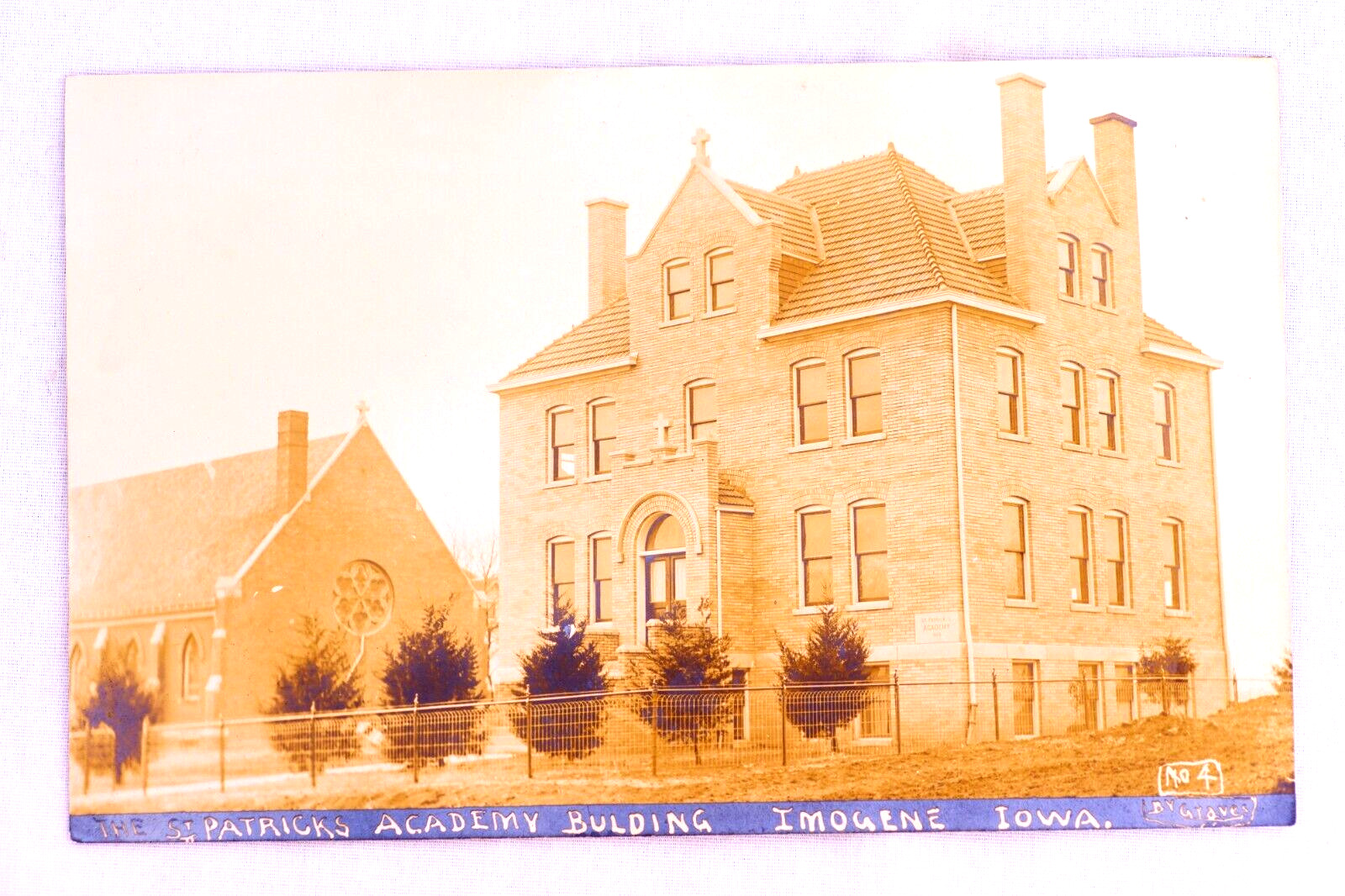 Imogene Iowa St Patricks Academy Building By Graves RPPC Photo Postcard 1908