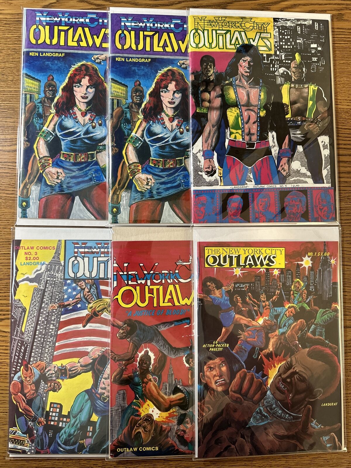 The New York City Outlaws #1 2 3 4 5 COMPLETE Lot Run Comics 1984 Ken Landgraf