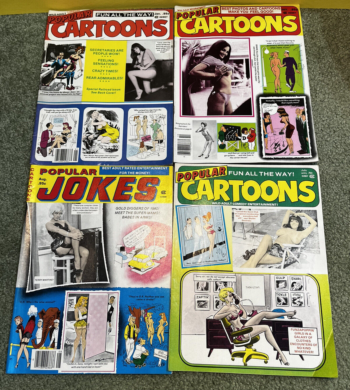 4 1978-80 Magazine Popular Cartoons Jokes Pin-Up~Bill WARD Comic Art & Nudes Lot
